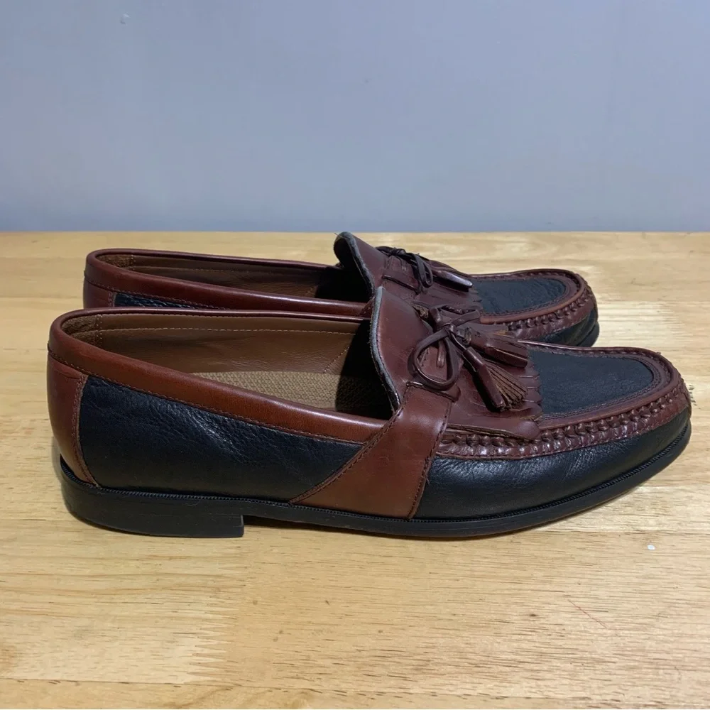 Johnston Murphy Mens Loafer Aragon II Kiltie Tassel Leather Black Brown Sz 11.5M